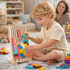 Montessori SmartBuilder – Drevená skladačka s 10 kartami