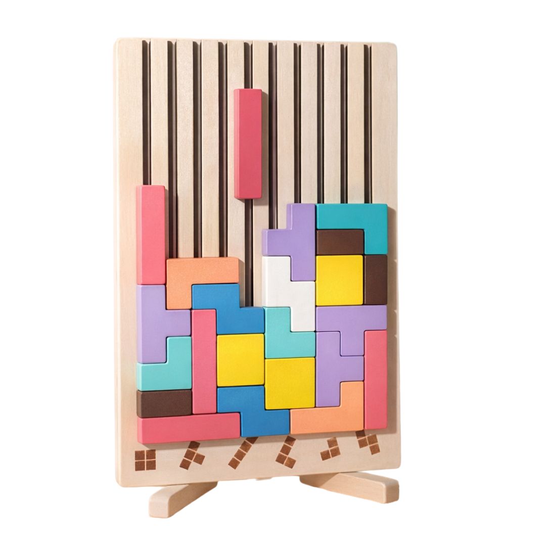 Montessori SmartBuilder – Drevená skladačka s 10 kartami