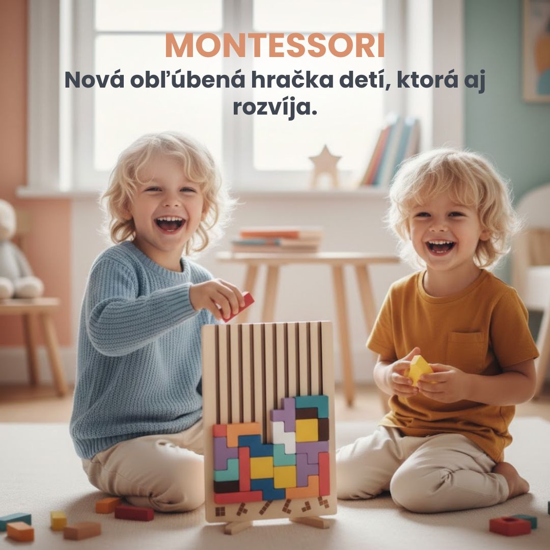 Montessori SmartBuilder – Drevená skladačka s 10 kartami