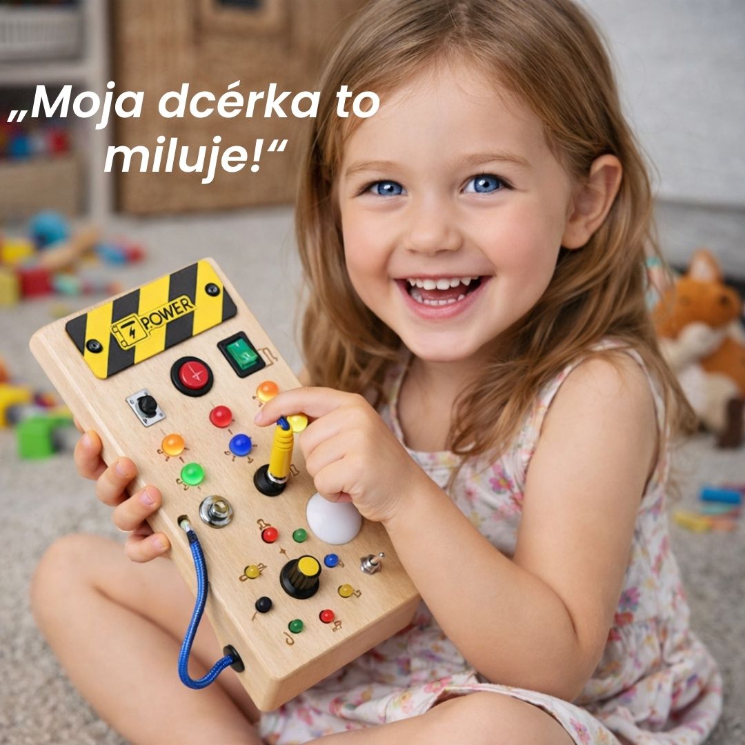 Montessori Spínacie dobrodružstvo – tabuľka s vypínačmi, ktorú konečne môžeš stláčať bez obmedzení