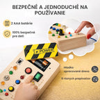 Montessori Spínacie dobrodružstvo – tabuľka s vypínačmi, ktorú konečne môžeš stláčať bez obmedzení